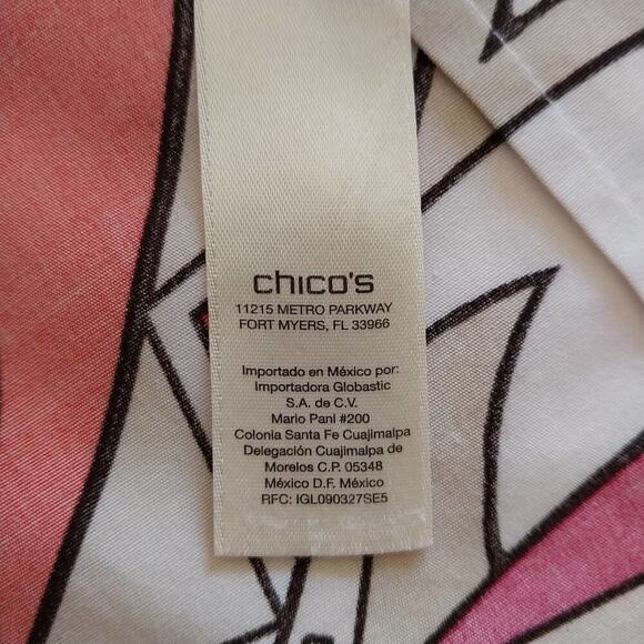 Chico's Button Up Top Women Size Medium Pink Retro Abstract Artsy Preppy - Picture 4 of 8